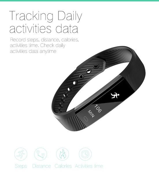 Bluetooth Sport Smart Wristband support Pedometer Sedentary Remote