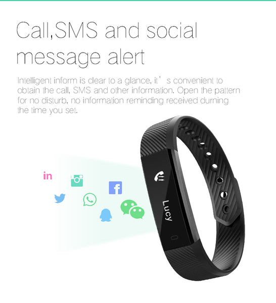 Bluetooth Sport Smart Wristband support Pedometer Sedentary Remote