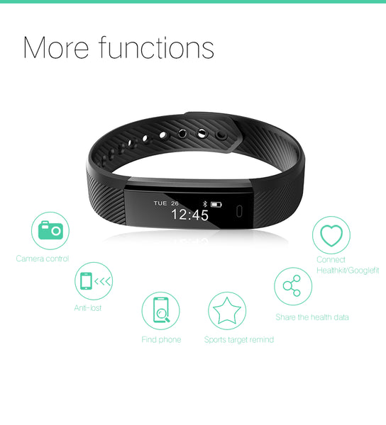 Bluetooth Sport Smart Wristband support Pedometer Sedentary Remote