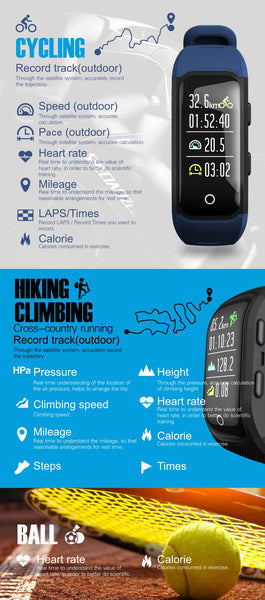 Waterproof GPS Heart Rate Monitor sport wristband bracelet