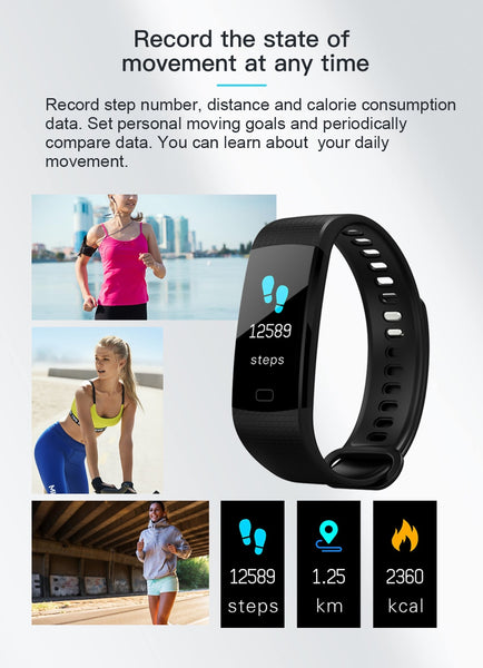 Pedometer Fitness Tracker Smart Bracelet Heart Rate Blood Pressure Monitor