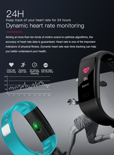 Pedometer Fitness Tracker Smart Bracelet Heart Rate Blood Pressure Monitor