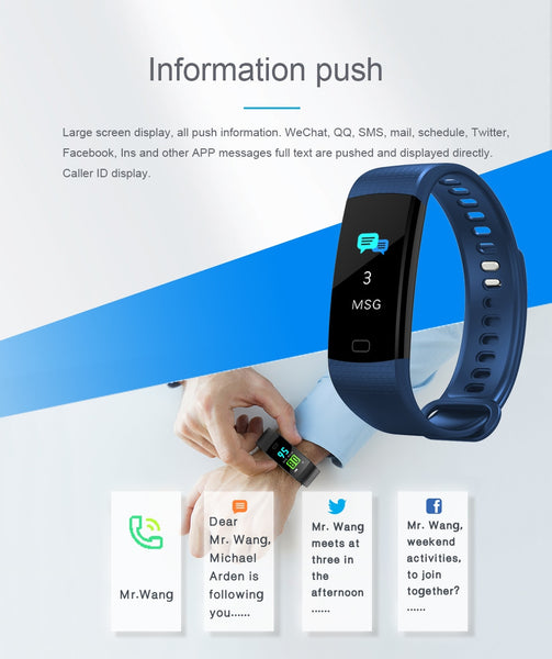 Pedometer Fitness Tracker Smart Bracelet Heart Rate Blood Pressure Monitor