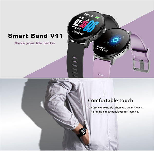 Waterproof Clock Tempered glass Activity Fitness tracker Heart rate smartwatch