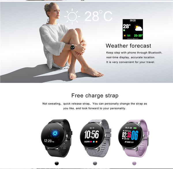 Waterproof Clock Tempered glass Activity Fitness tracker Heart rate smartwatch