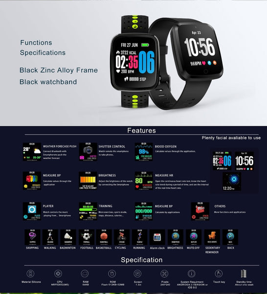 Sport Heart Rate Fitness Tracker Smart Watch