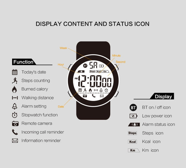 Fitness Tracker Digital Sports Bluetooth Smart Watch