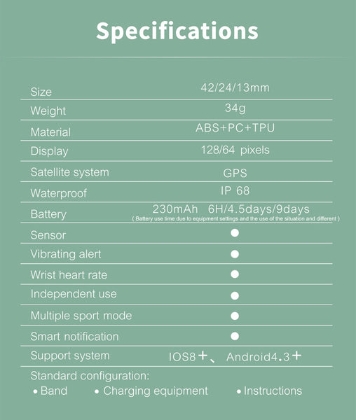 GPS Sport Smart band Monitor Cardiac Activity Tracker Altitude