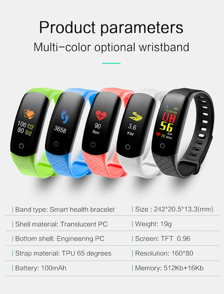 Smart Bracelet  Color Screen Blood Pressure Fitness Tracker device Heart Rate Monitor