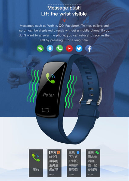 Smart  Activity Tracker Fitness Band Heart Bracelet Blood Pressure Monitor